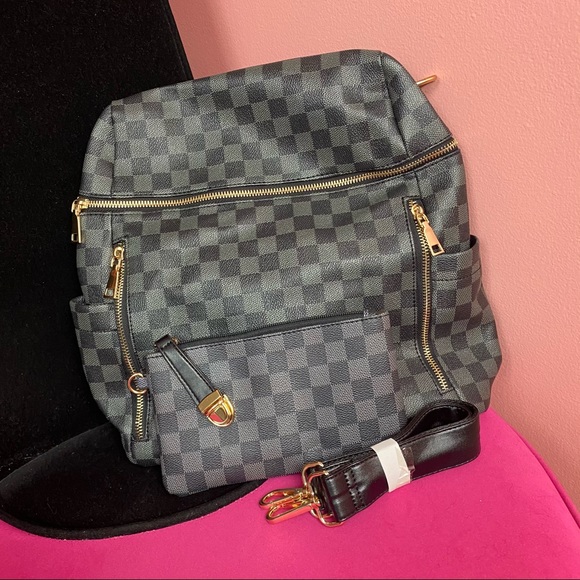 The Anistyn Checkered Horizontal Zip Backpack - Picture 2 of 5